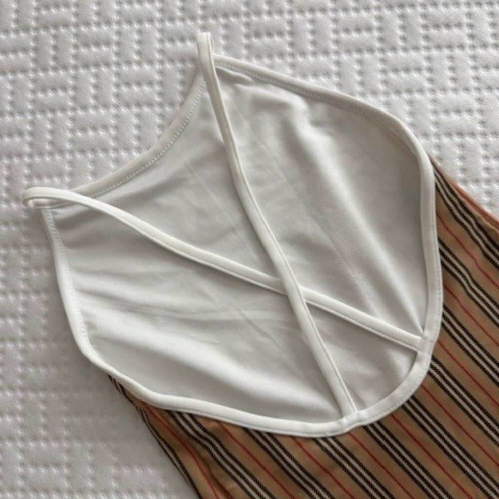 Burberry Beige Sandie Icon Stripe One-Piece Swimsuit - Picture 3 of 4